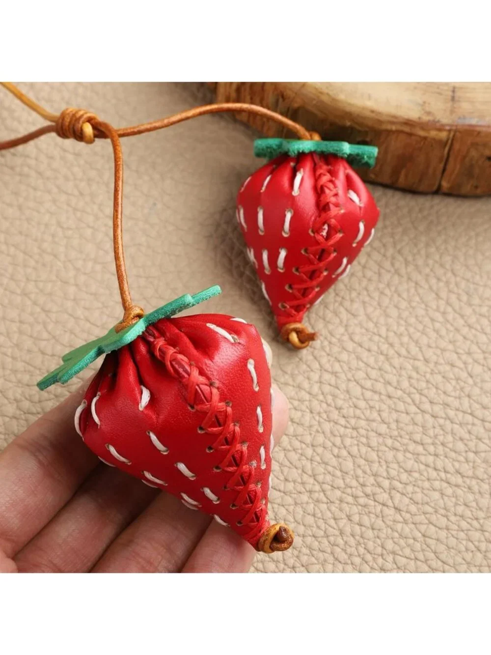 Stylish Leather Keychain & Purse Charm - Fun Simulated Food Bag Accessory